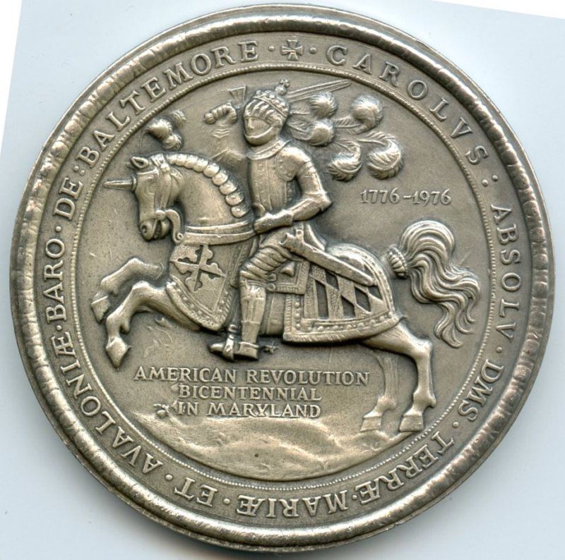 American Revolution .999 Silver Medal Maryland   4.9 oz  