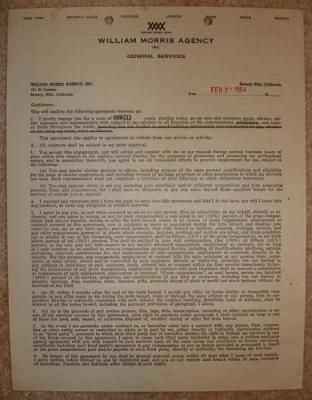 THREE STOOGES SIGNED WILLIAM MORRIS AGENCY EXECUTED CONTRACT ULTRA 