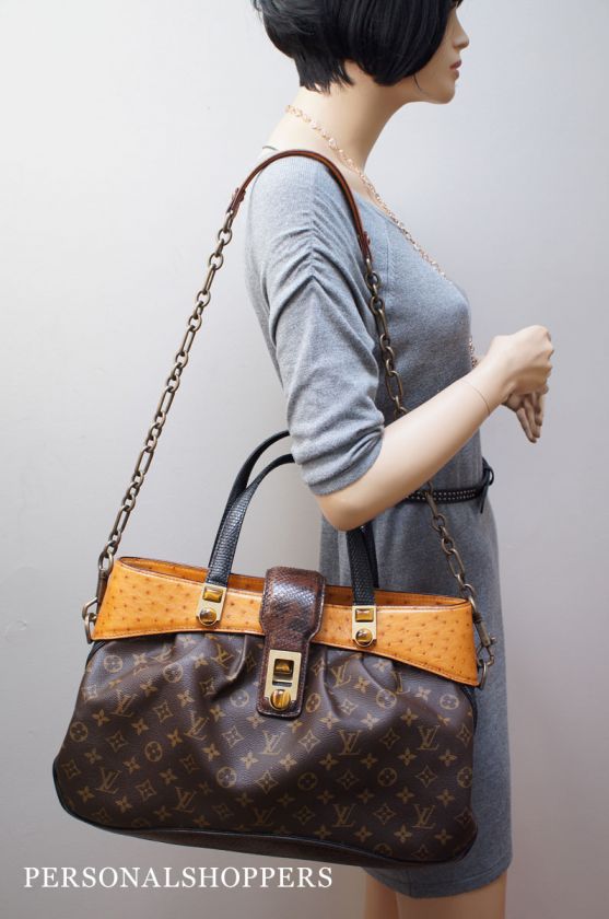   LOUIS VUITTON LARGE OSKAR WALTZ OSTRICH & PYTHON SATCHEL BAG  