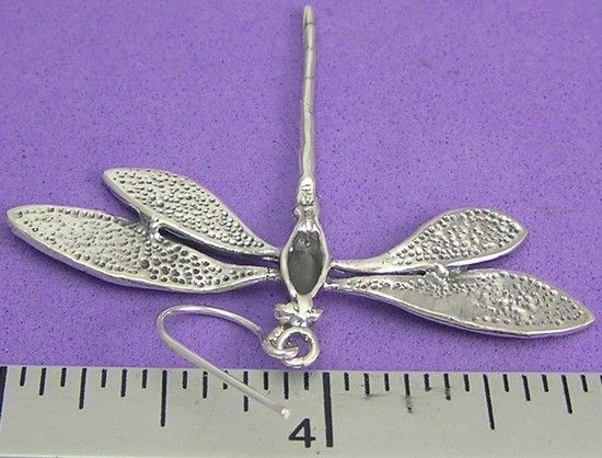 E2923 THAI 925 Sterling Silver LOVELY DRAGONFLY DANGLE Earrings  