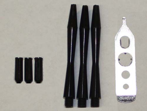 an Extra Set of shafts, Set of flight protectors and a dart tool