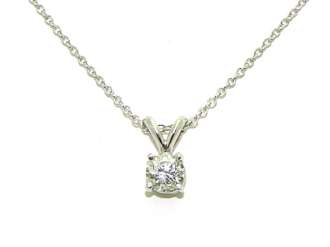   Platinum .50ct Diamond Solitaire Circle Dangle Drop Pendant Necklace