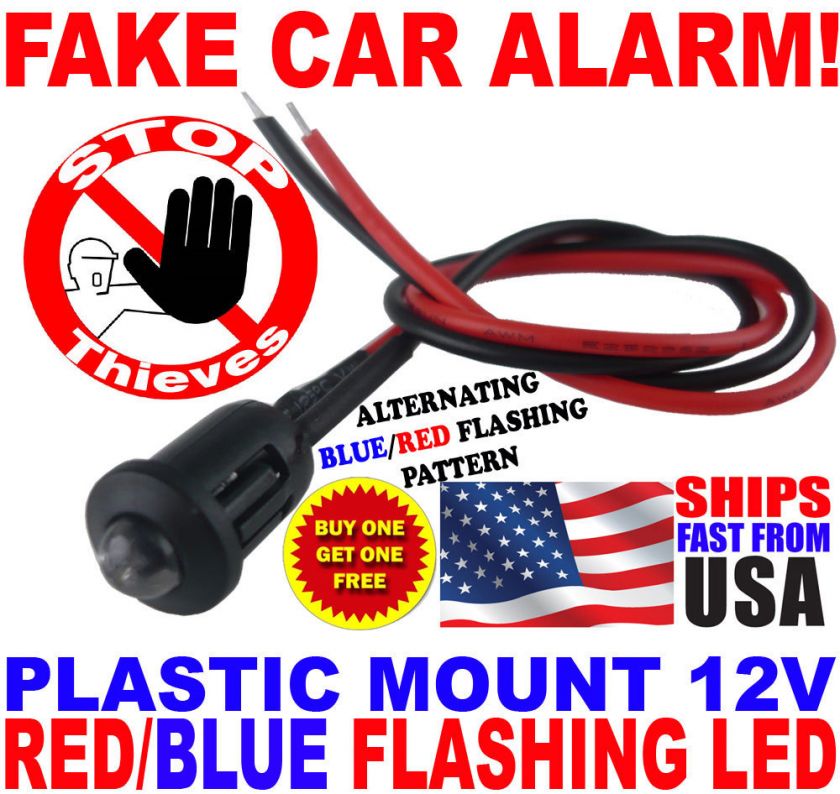   RED Alternating Flashing Dummy Fake Car Alarm Dash Mount LED Light PM