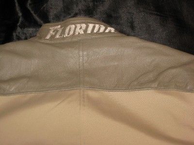 NIKE FLORIDA GATOR CONFERENCE KHAKI LEATHER JACKET XL  