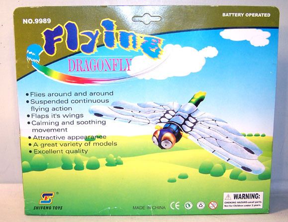 BATTERY OPERATED FLYING DRAGONFLY toy insects bugs  