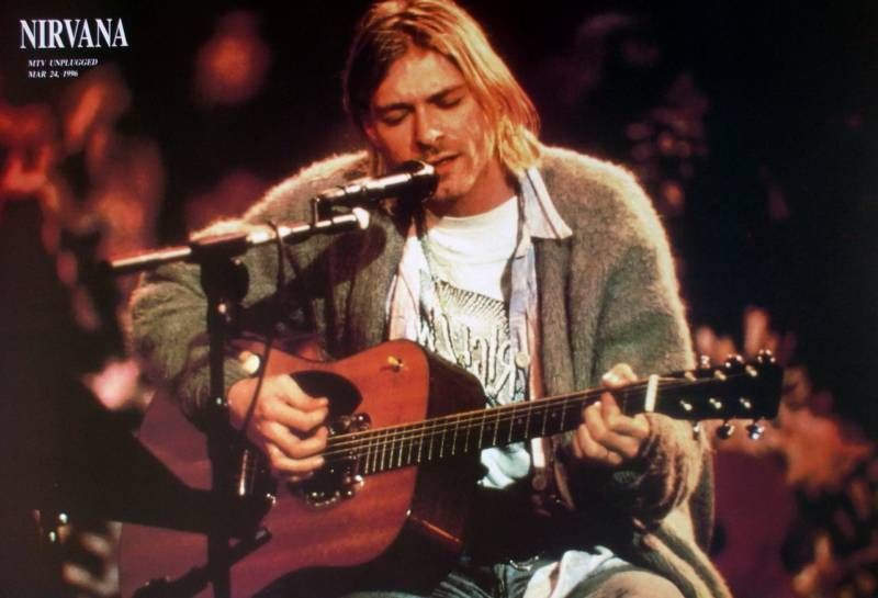 NIRVANA MTV UNPLUGGED ASIAN POSTER   KURT COBAIN PLAYING GUITAR 