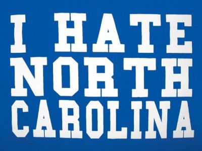 HATE NORTH CAROLINA t shirt duke blue devils 2XL XXL  