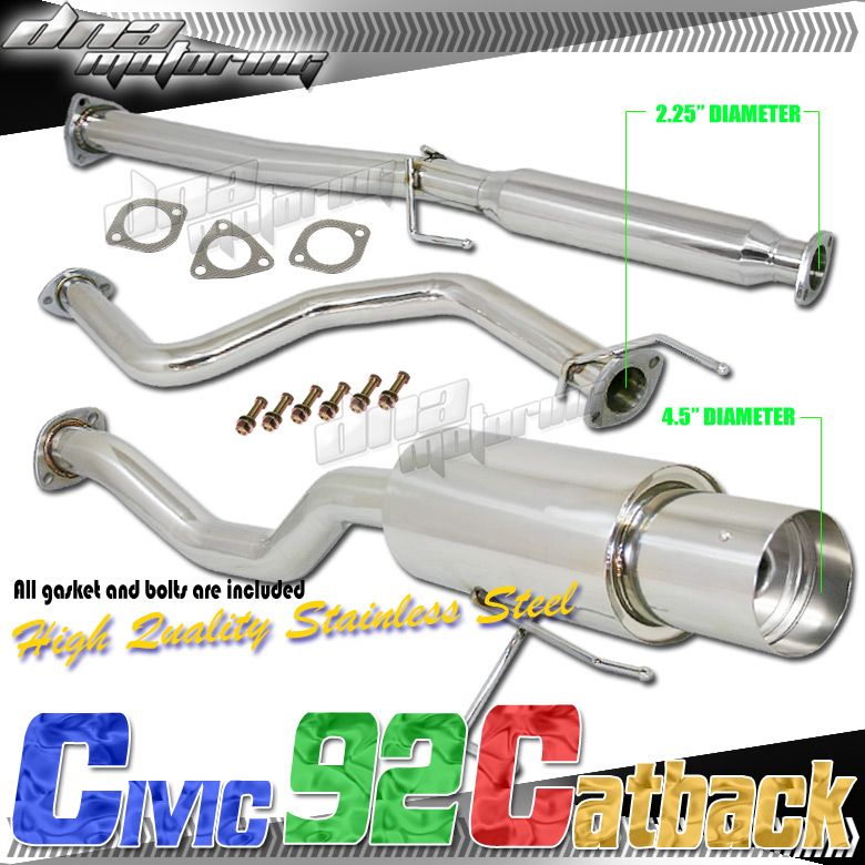 HONDA CIVIC 92 00 2/4 DOOR FULL STAINLESS STEEL CATBACK EXHAUST SYSTEM 