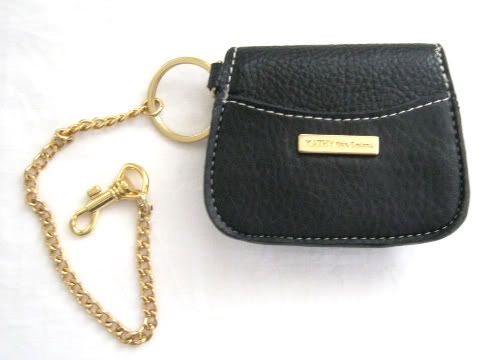 Kathy Van Zeeland Black Leatherette Coin Purse Keyring  