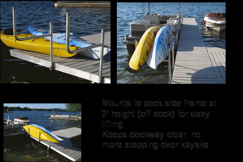 DOCK MOUNTED KAYAK RACK ALUMINUM HOLDS 2 KAYAKS  