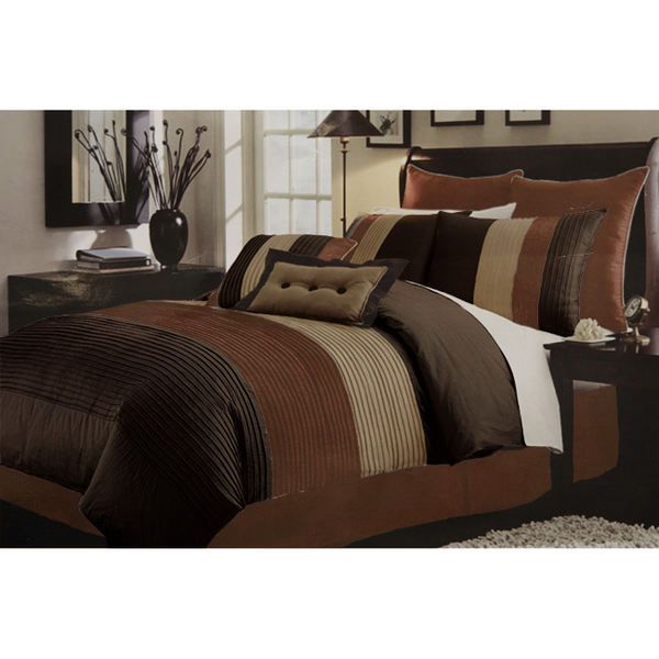   CHOCOLATE 8 PIECES KING COMFOTER SET PILLOWS NEW BEDDING  