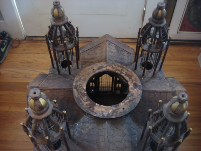 LARGE HAND CARVED WOOD VICTORIAN BIRD CAGE/HOUSE  