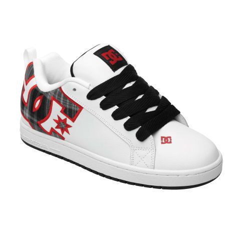 MENS DC COURT GRAFFIK SE SKATE SHOES NIB WHITE/ATHLETIC RED/PLAID 