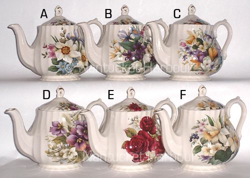 NEW 6 Crown Windsor Romania Floral Rose Pansy TEAPOTS  