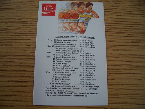 1983 84 High Point College Basketball Pocket Schedule  