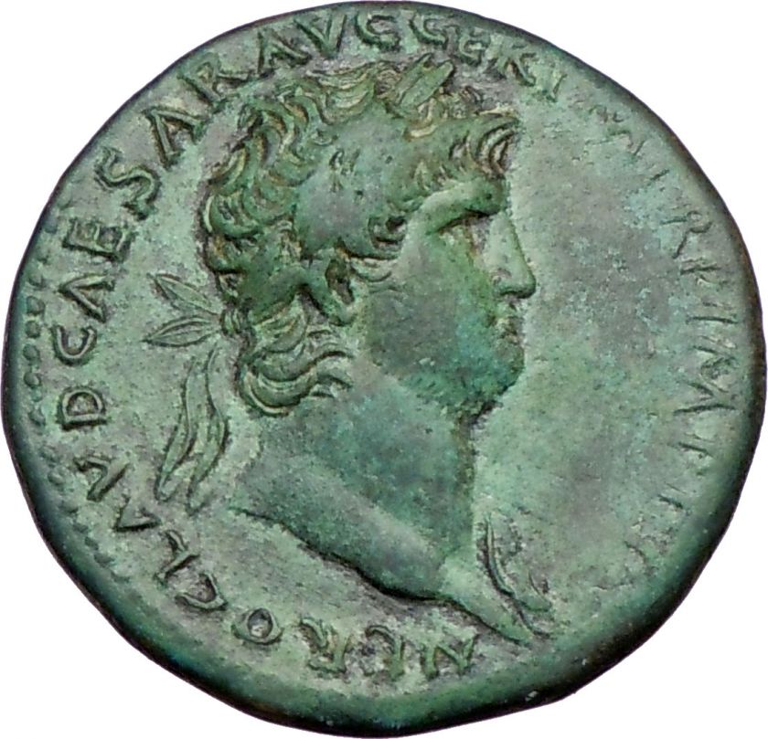 NERO 65AD Bronze Sestertius Nero with aegis / ROMA  