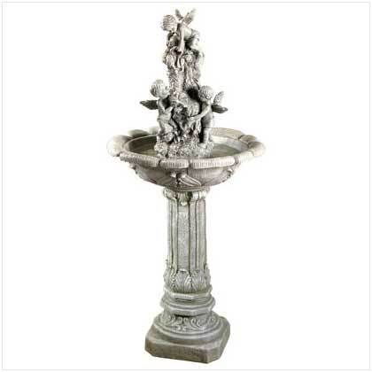 PLAYFUL CHERUBS OUTDOOR WATER FOUNTAIN PATIO DECK LAWN  