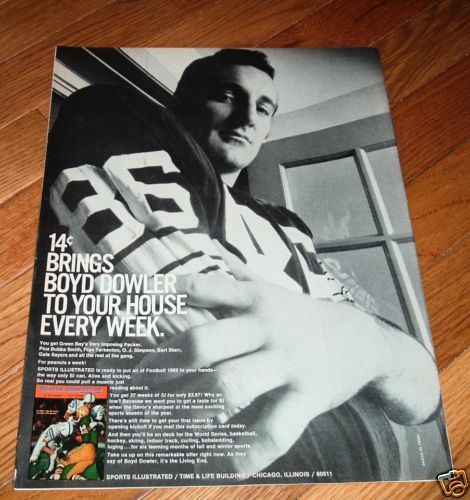 1969 Sports Illustrated Ad Boyd Dowler Green Bay Packer  