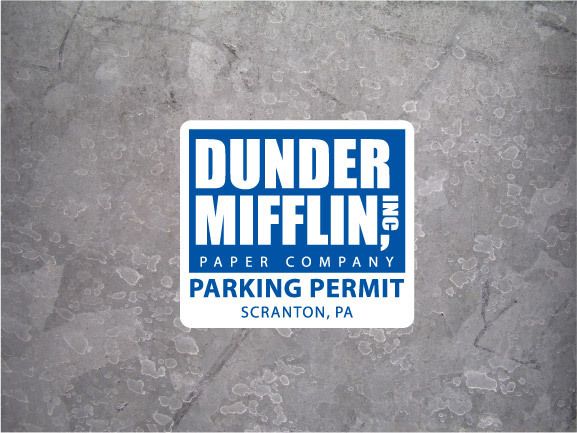 Dunder Mifflin The Office Parking Permit Sticker 3.25w x 2.75h 