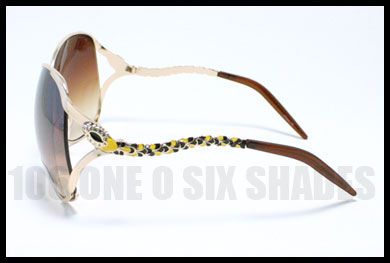 UNIQUE Round Metal Sunglasses Womens Oversize GOLD Yellow