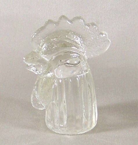   Glass Rooster Chicken Head Bottoms Up Shot Glass Or Figurine Figure