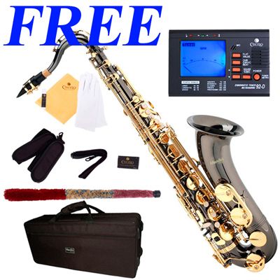 NEW BLACK NICKEL PLATED TENOR SAXOPHONE SAX +$39 Tuner  