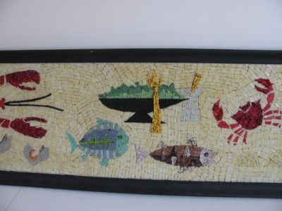 HUGE MID CENTURY ABSTRACT TILE ART NOVELTY SEAFOOD FEST  