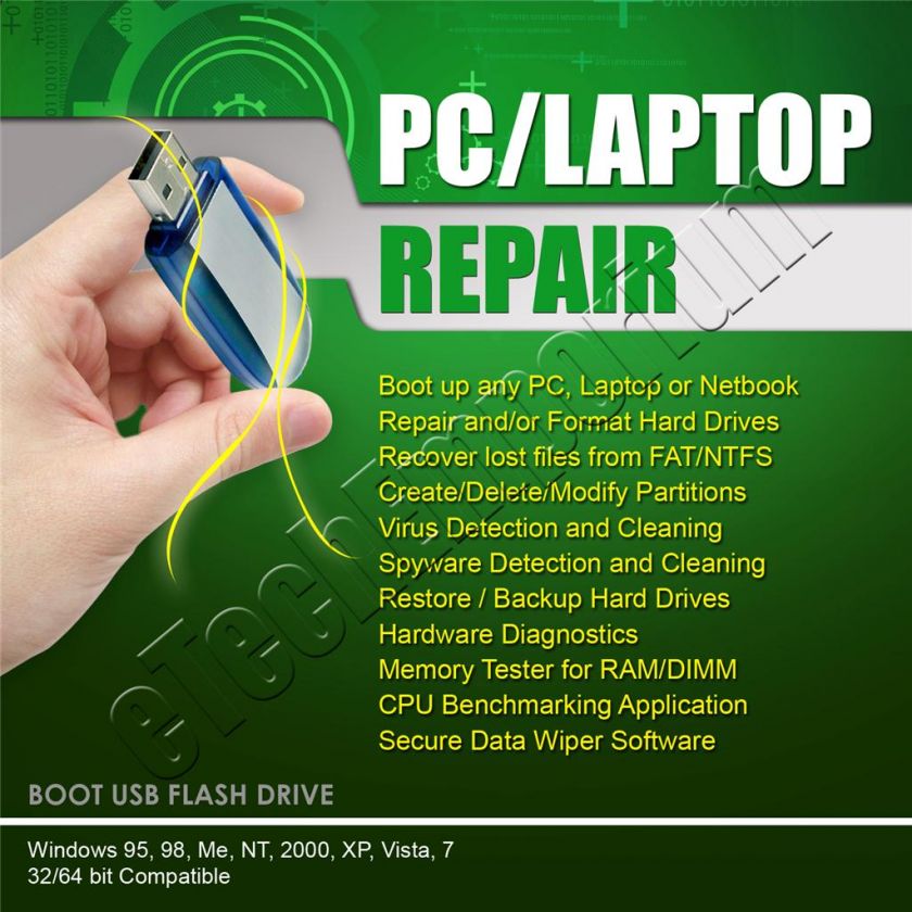 BOOT PC REPAIR USB DISK RECOVER WINDOWS FILES PASSWORDS 619659053697 