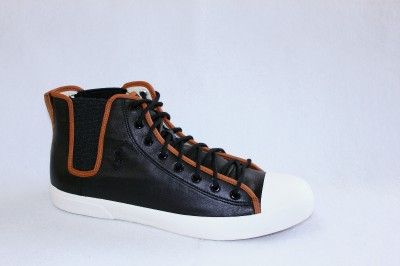 POLO RALPH LAUREN MENS FRANCISCO BLACK LEATHER HIGH TOP SHOE SNEAKER 