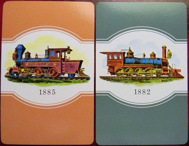 TRAIN STEAM ENGINE VINTAGE SWAP PLAYING CARDS SET of 2  