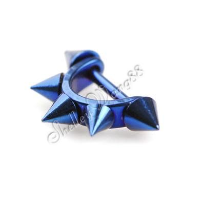 Men D SHAPE Earring Stud Blue Stainless Steel PUNK Plug  