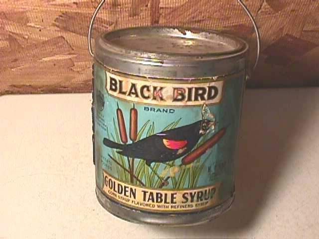 Old Black Bird Syrup Tin Pail H.P. Lau Nebraska  