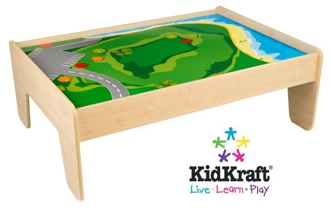 KidKraft Natural Wood Train Table Kids Play Set  