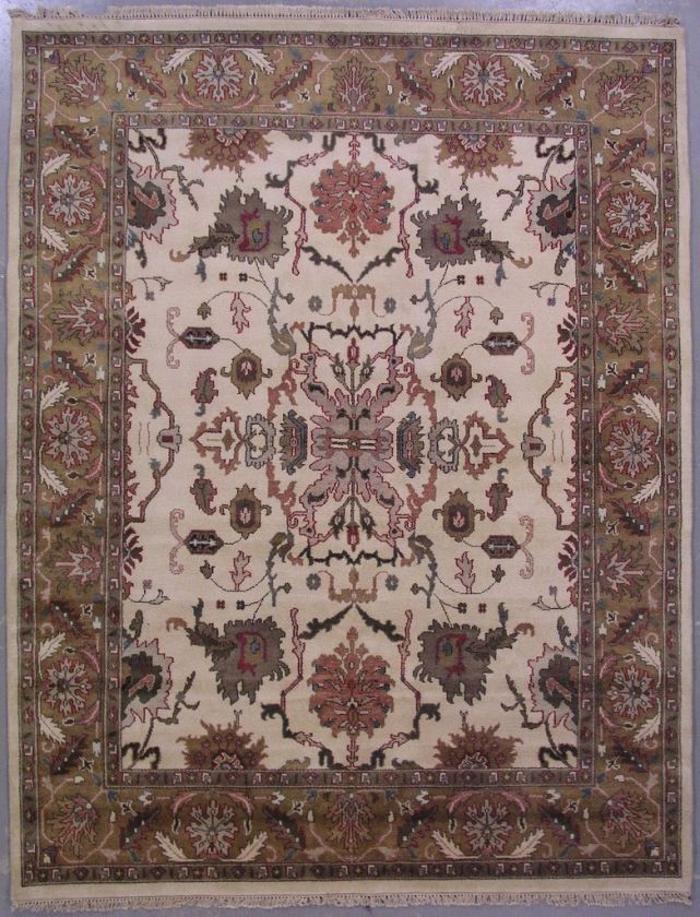 8x10 IVORY TURKISH OUSHAK USHAK ORIENTAL WOOL AREA RUG  