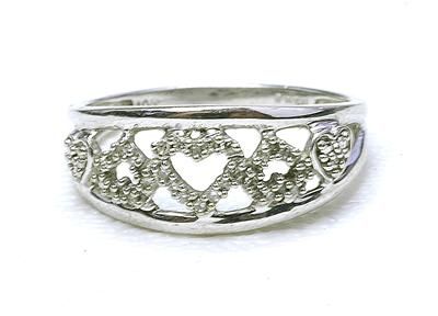 Modern 10k white gold Diamond ladies Heart band Ring  