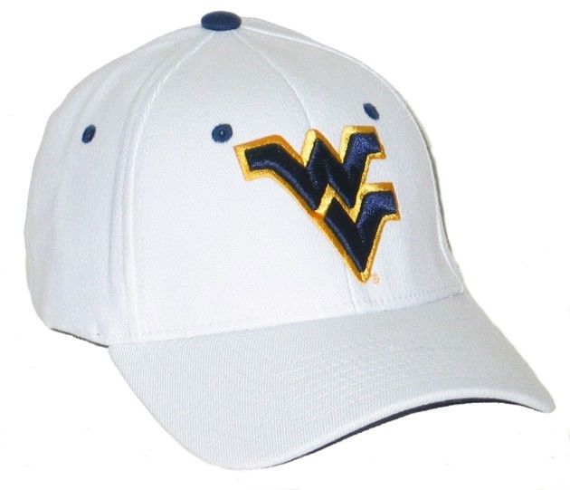 WEST VIRGINIA MOUNTAINEERS WVU ZH WHITE FLEX FIT FITTED HAT/CAP XL NEW 