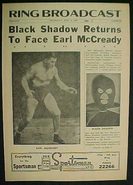 Wrestling Program 1950 Calgary McCready Black Shadow  